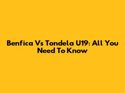 Benfica Vs Tondela U19: All You Need To Know