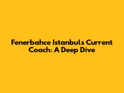 Fenerbahce Istanbul's Current Coach: A Deep Dive