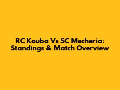 RC Kouba Vs SC Mecheria: Standings & Match Overview